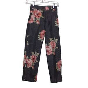 Pinco Pallino Black & Pink Floral Casual Trousers Girls Size 10